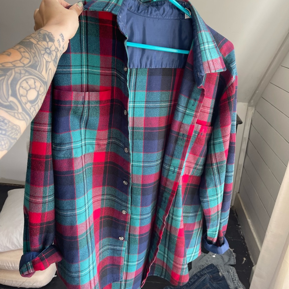 Large oversized flannel button down shirt